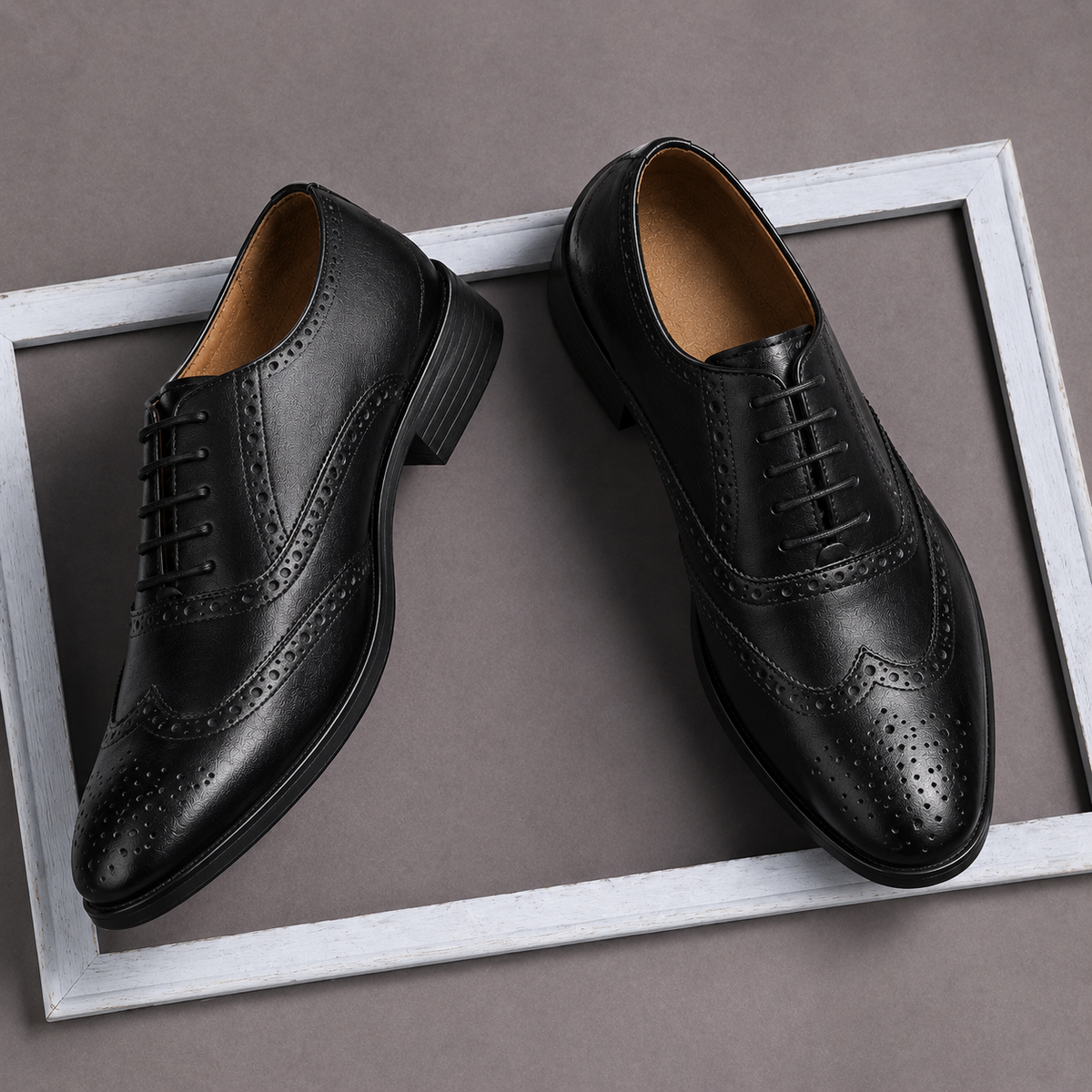 Contablue Royal Premium Brogue Black Formal Shoes for Men | Office, Business, Wedding & Party Wear