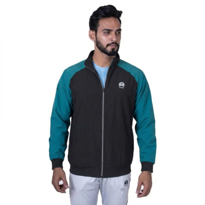 11 Caps Solid All Season Mens Windcheater | Black & Green