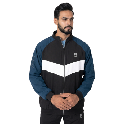 11 Caps Solid All Season Mens Windcheater | Black & Blue