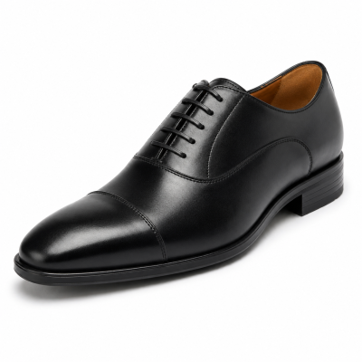 Men's Premium Black Oxford Cap Toe Formal Shoes | Leather Lace-Up Office, Business & Wedding Shoes