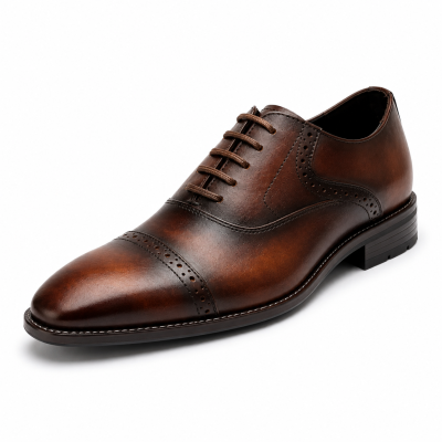 Men's Premium Tan & Brown Derby Formal Shoes | Leather Lace-Up Office, Party & Wedding Shoes
