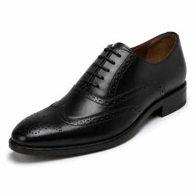 Men's Premium Black Wingtip Brogue Oxford Formal Shoes | Elegant Lace-Up Dress Shoes for Office, Business & Wedding