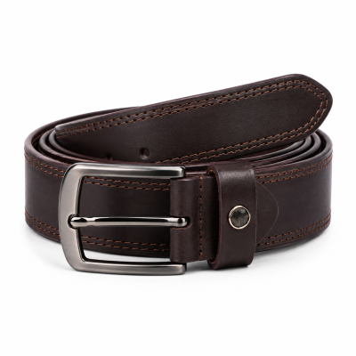Men's Dark Brown Leather Belt with Gunmetal Buckle | Premium Casual & Formal Belt